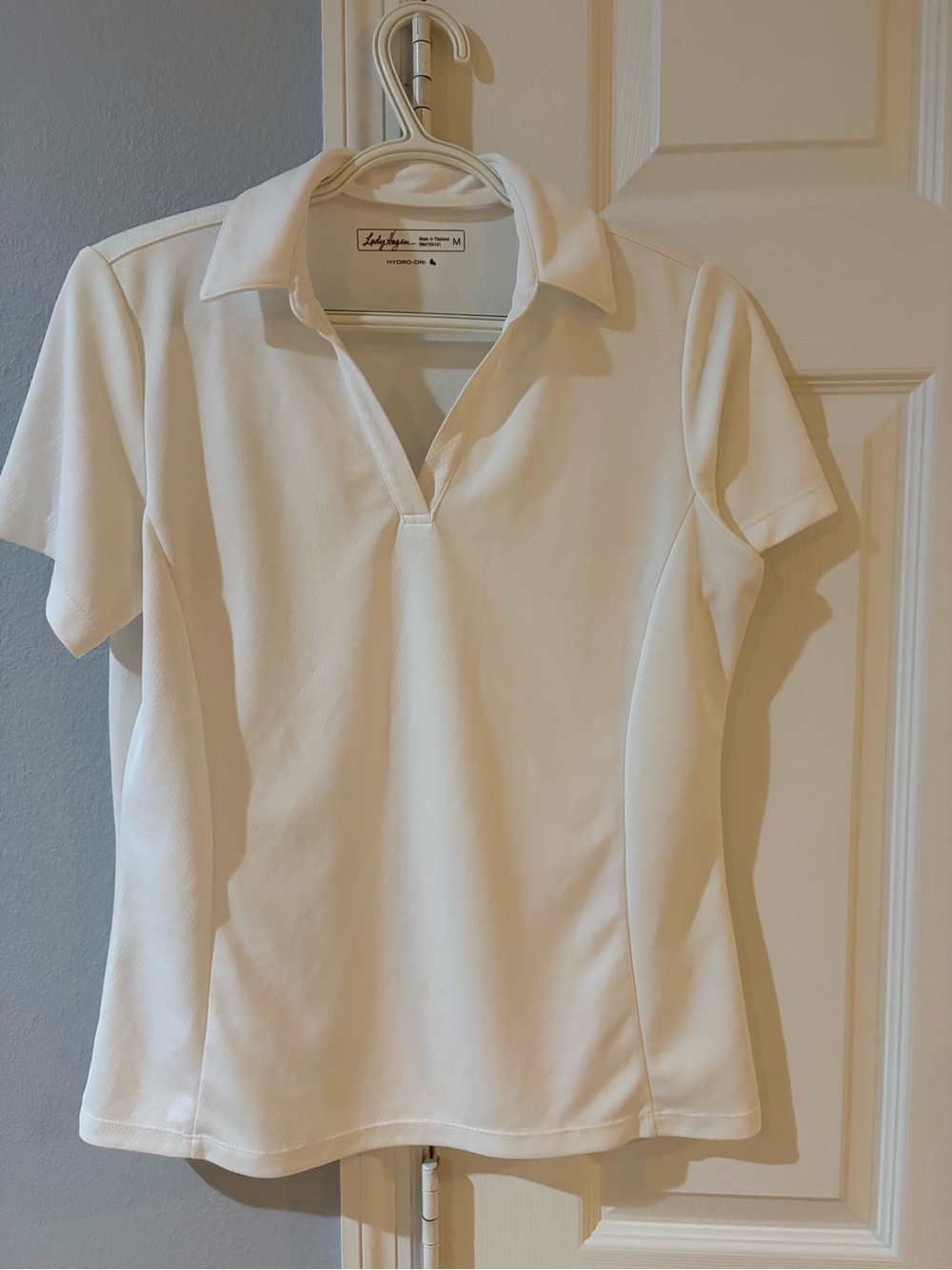 Lady Hagen White Short Sleeve V-Neck Polo Top